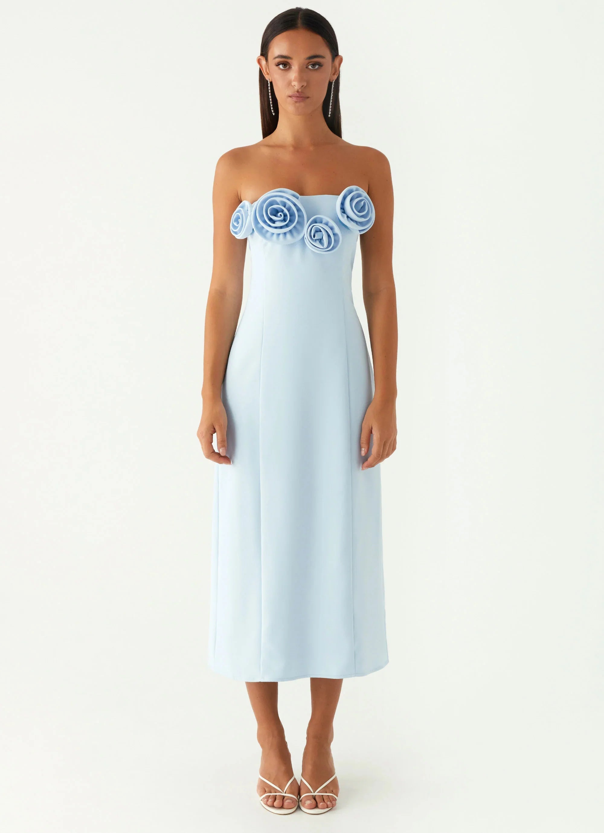 Robe midi sans bretelles Patsie - Bleue