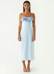 Robe midi sans bretelles Patsie - Bleue