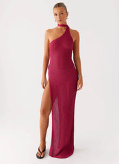 Robe longue en maille Carryn - Rose vif