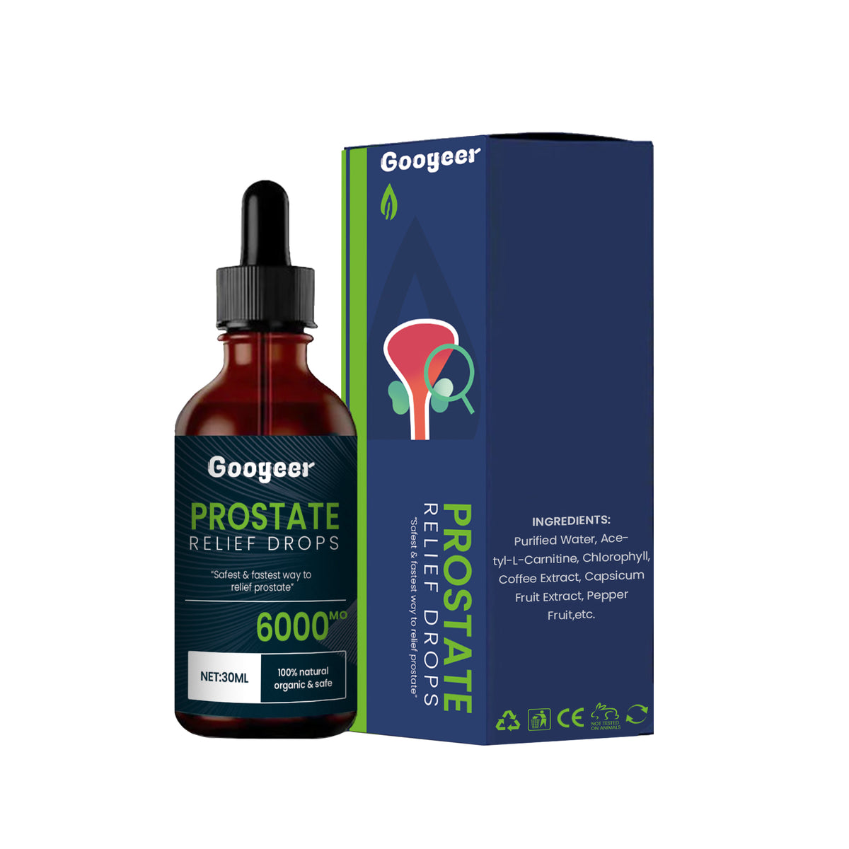 Googeer Men's Vitality Drops: Leaves body feeling fresh, smooth, and skin comfortable, moisturized, and gentle.
