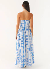 Robe longue Carmel - Vague fleurie