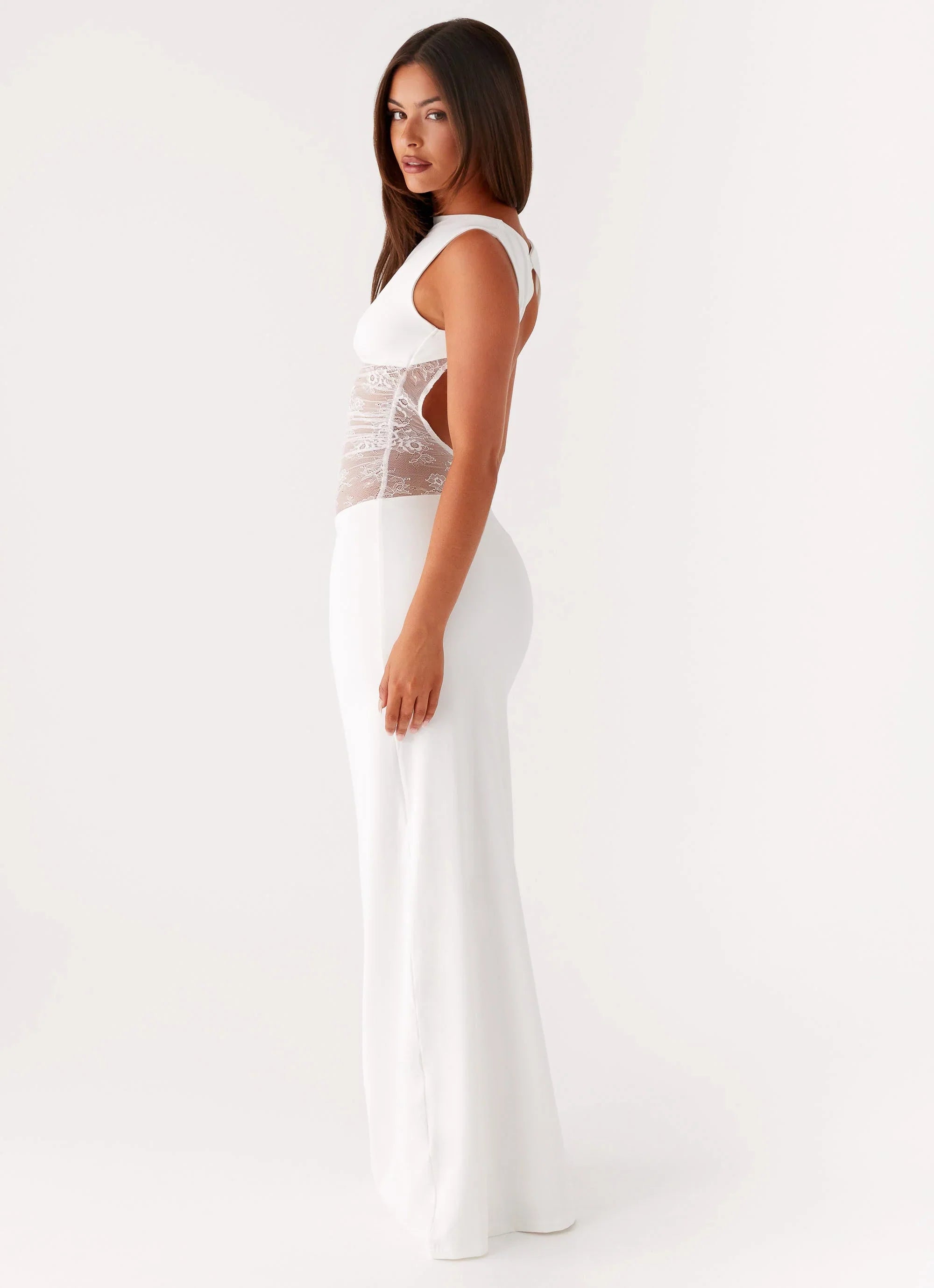 Robe longue Medina en dentelle - Blanc