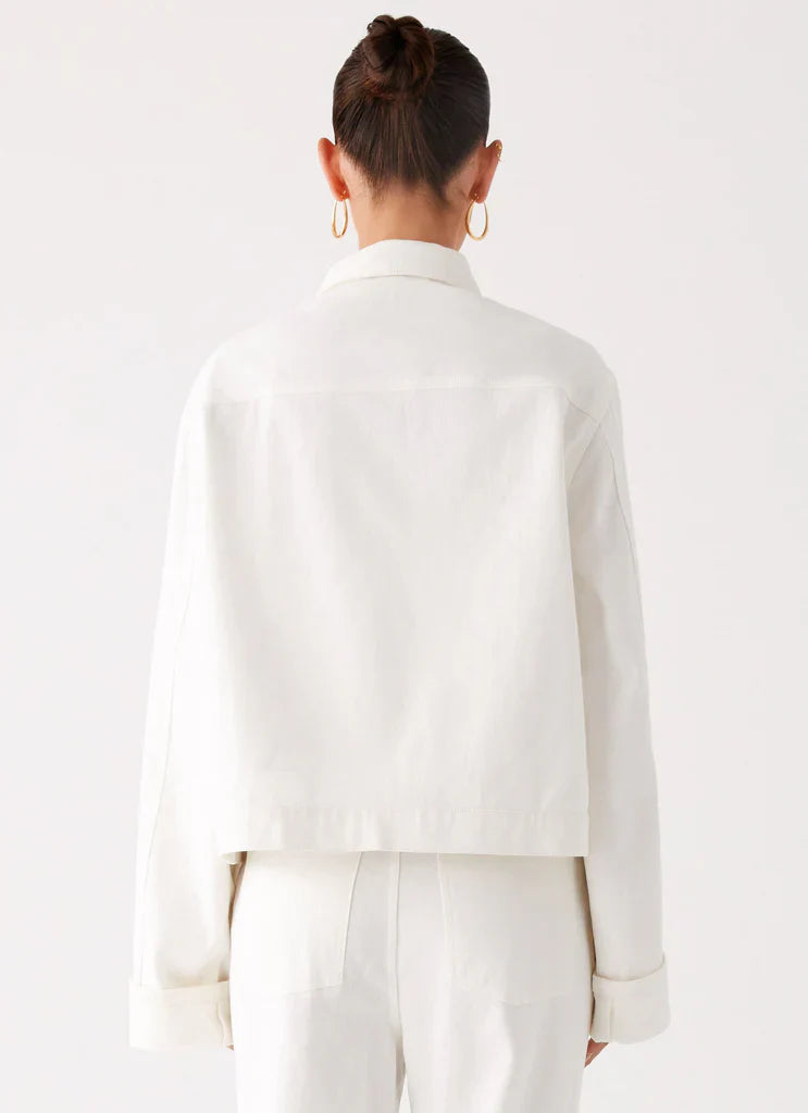 Veste en jean oversize Back Again - Blanc