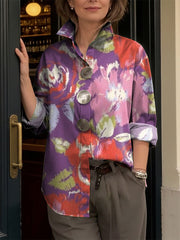 Women's Colorful Flowers Print Shirt