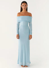 Robe longue Cocoa à manches longues - Bleu