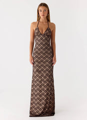 Robe longue Zecca en dentelle - Chocolat