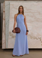 Robe longue Le Soleil Halter - Pervenche