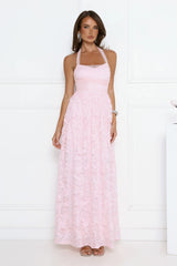 Robe longue à licou Magnetic Luxe rose