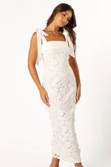 Robe midi en dentelle Emersyn - Blanc