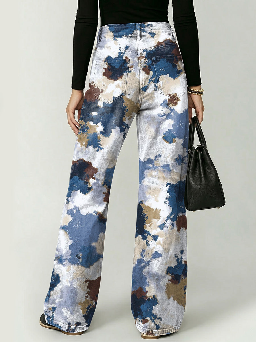 Colorful Speckle Decorative Pattern Women's Casual Denim Pants