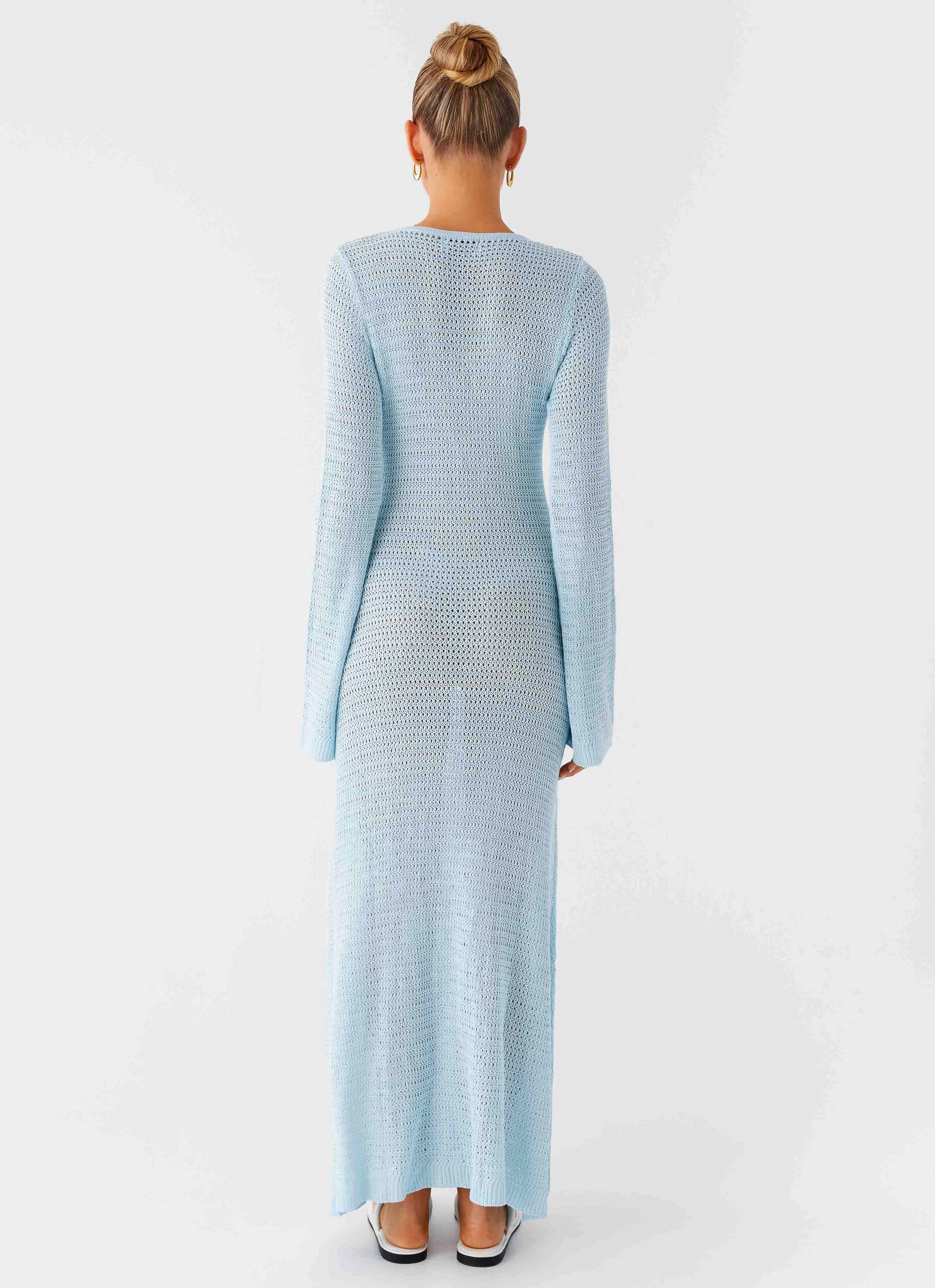 Robe longue en crochet Seascape - Bleue