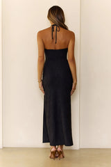 Robe longue licou "Autumn Muse" noire