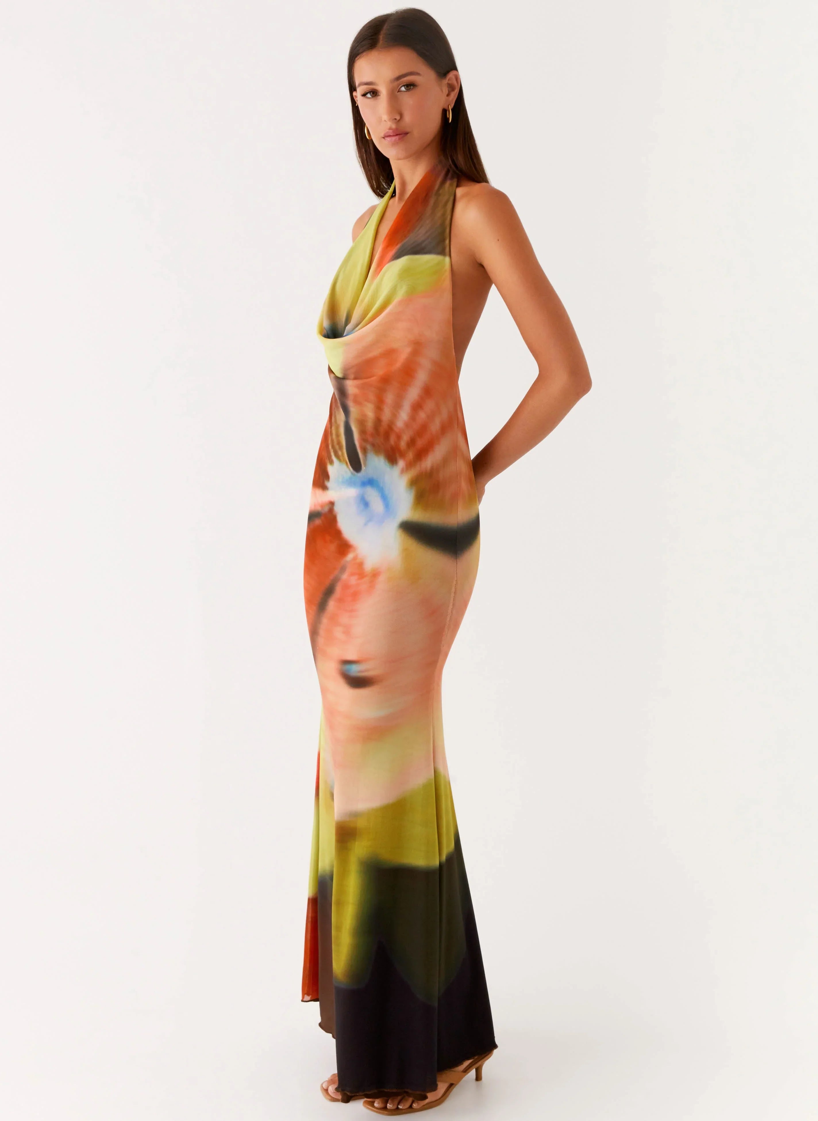 Robe longue Raellia - Imprimé floral sombre