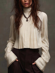 Loose, Elegant, Pleated Linen And Cotton Top