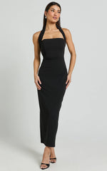 Robe midi Salomé - Robe colonne à col montant noire