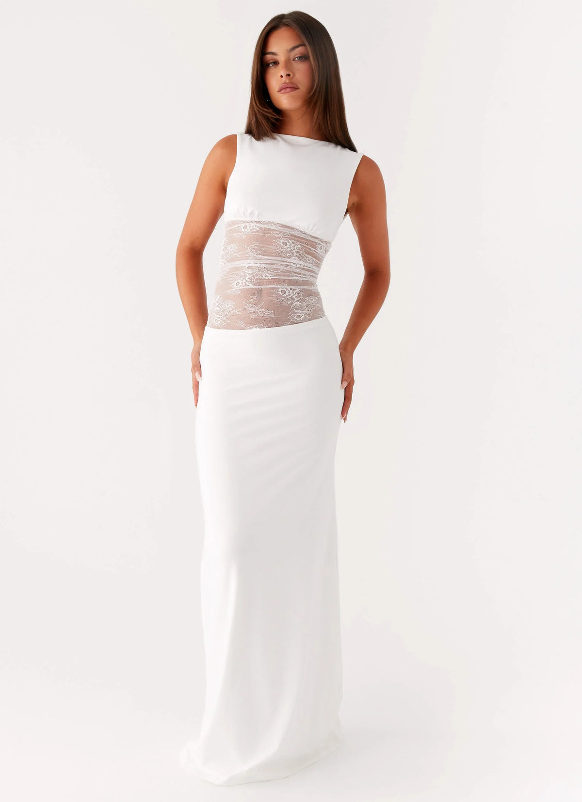 Robe longue Medina en dentelle - Blanc