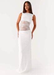 Robe longue Medina en dentelle - Blanc