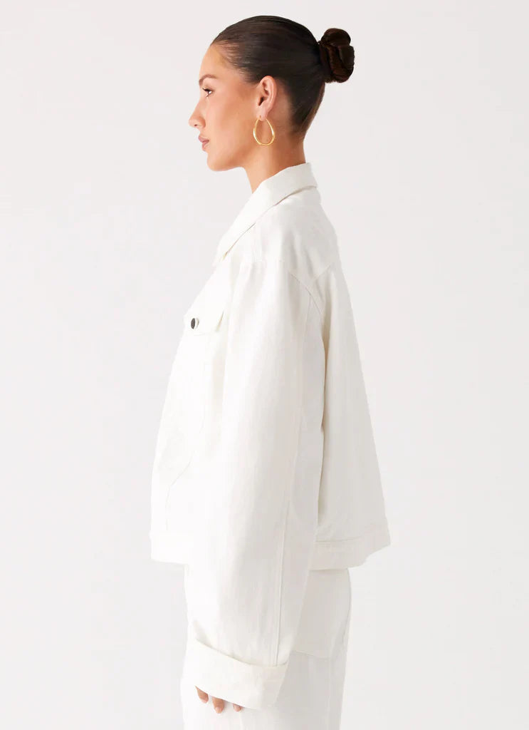 Veste en jean oversize Back Again - Blanc