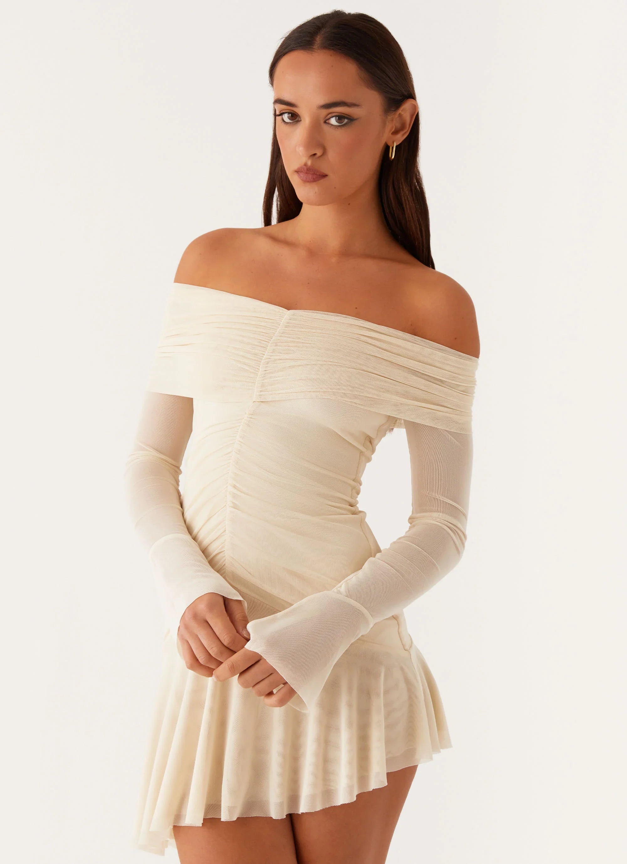 Mini-robe froncée Ellis - Jaune pastel