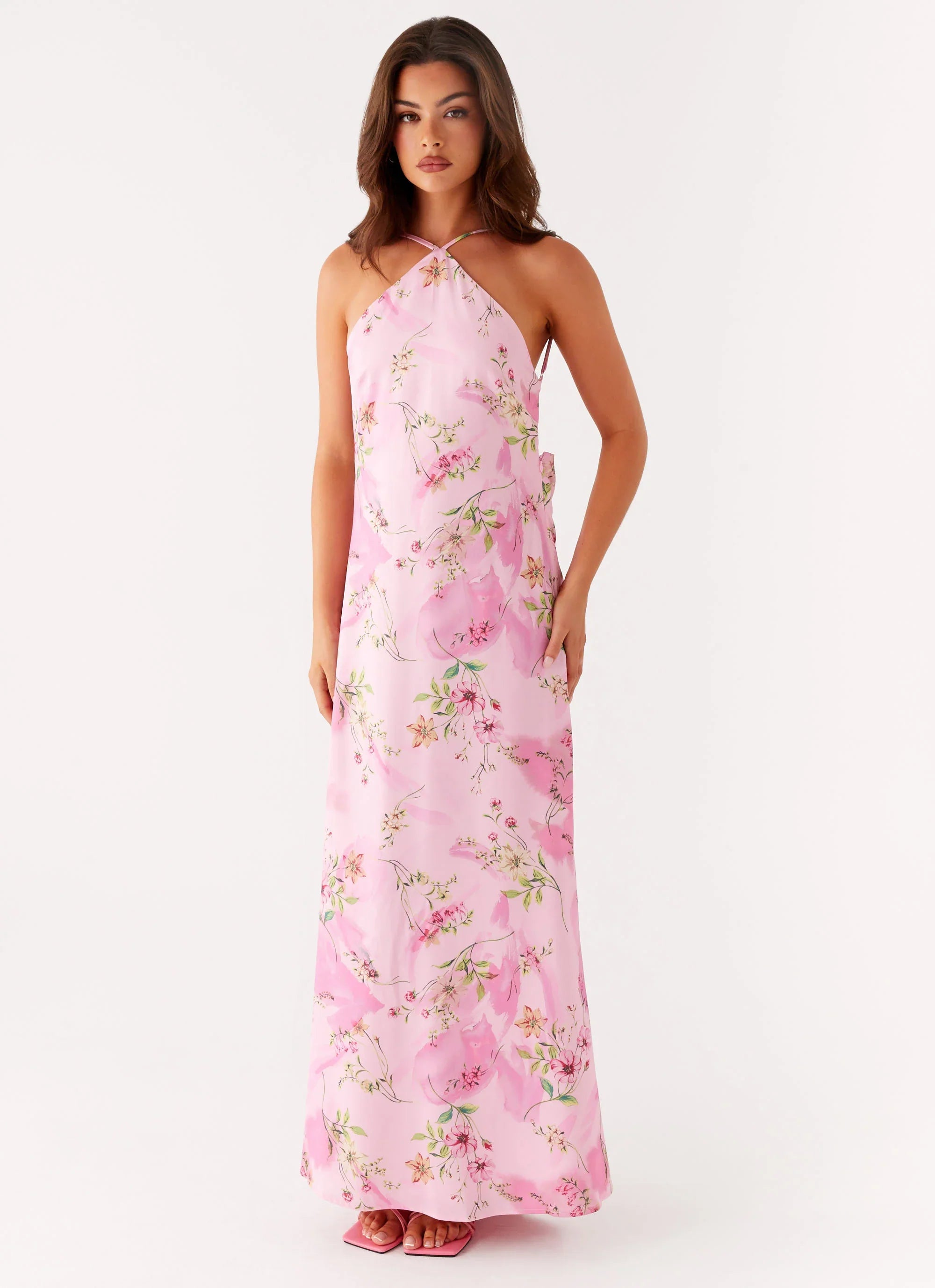 Robe longue Pascal - Imprimé floral rose