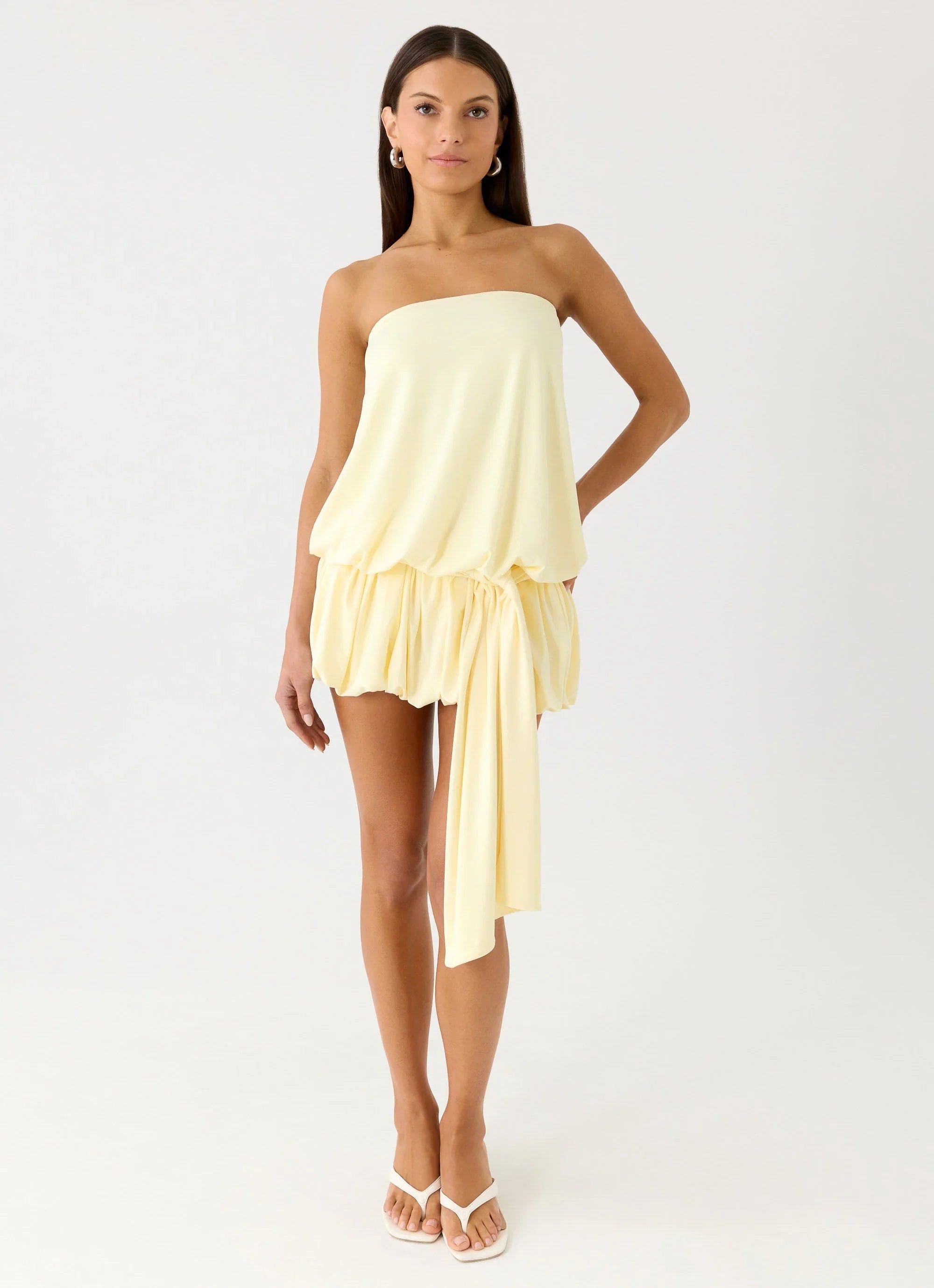 Mini-robe sans bretelles Mazie - Jaune