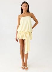 Mini-robe sans bretelles Mazie - Jaune