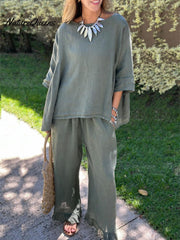 Women's Casual Cotton And Linen Suit