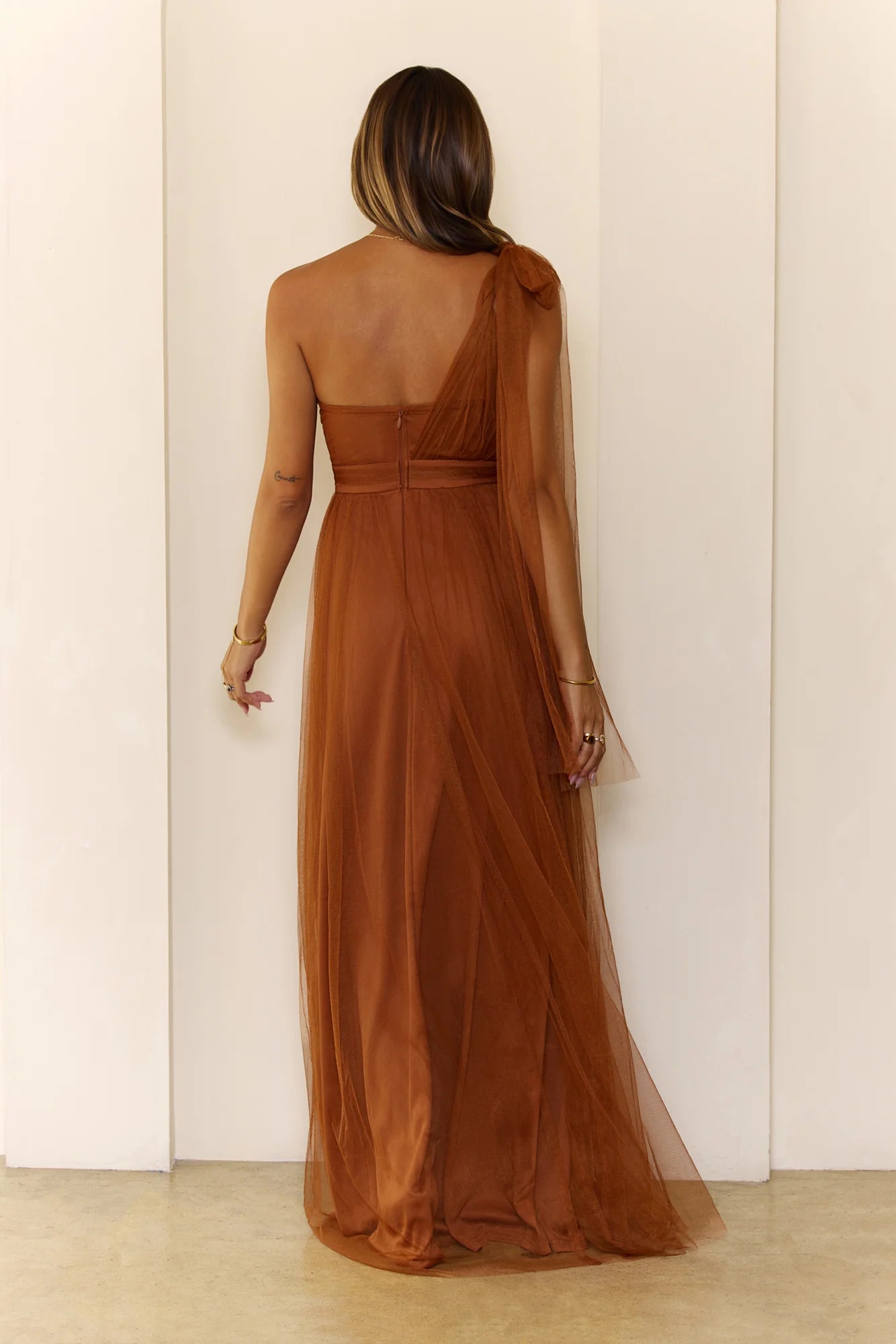 Robe longue en maille "Perfect Poise" rouille