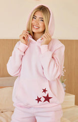 Sweat à capuche étoilé rose Bourgogne
