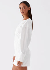 Mini-robe chemise Dynasty – Blanc