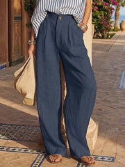 Women's Art Striped Comfortable Casual Top And Pants Cotton Linen Two-piece Set