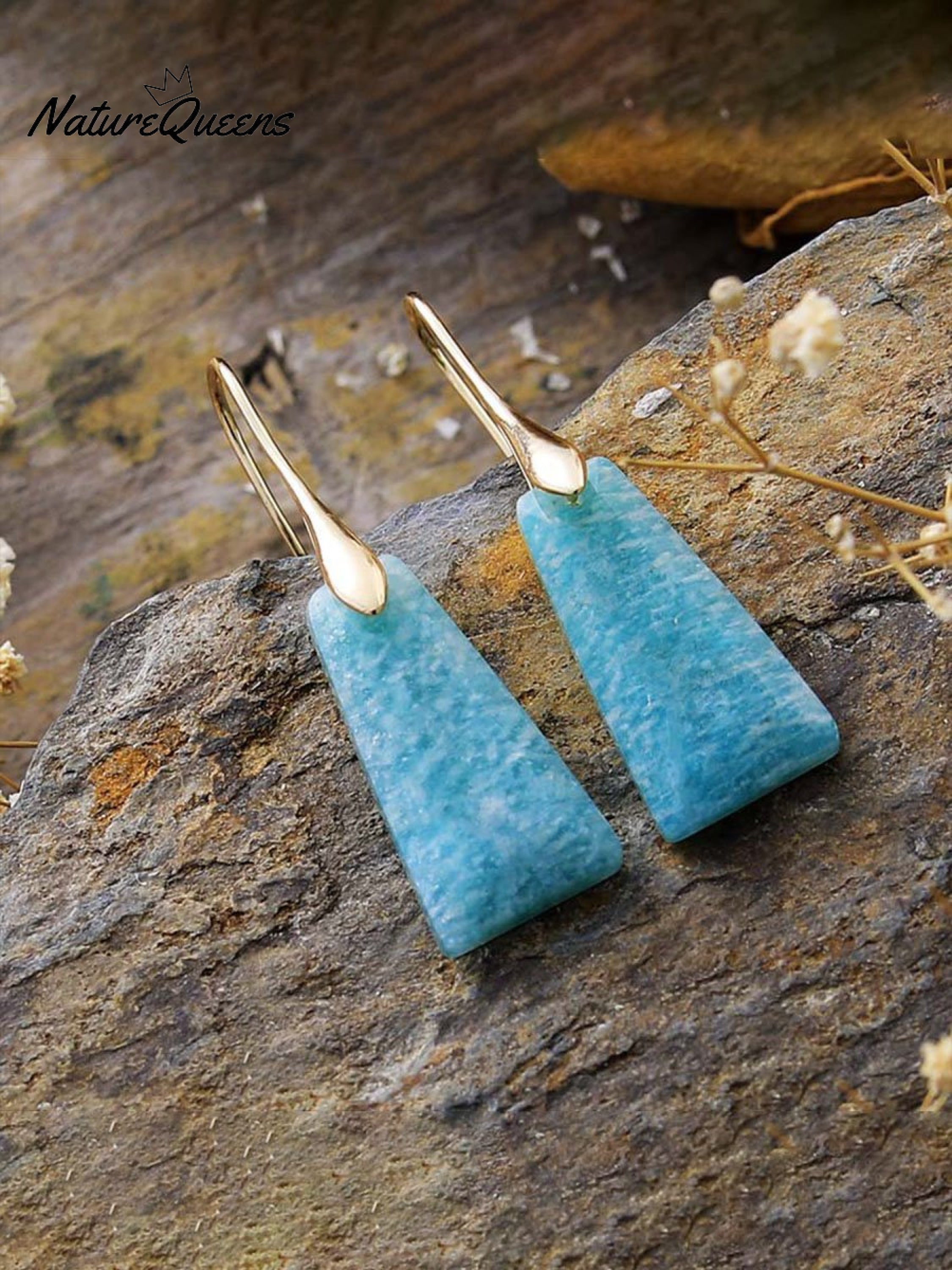 Boho Geometric Natural Stone Drop Earrings
