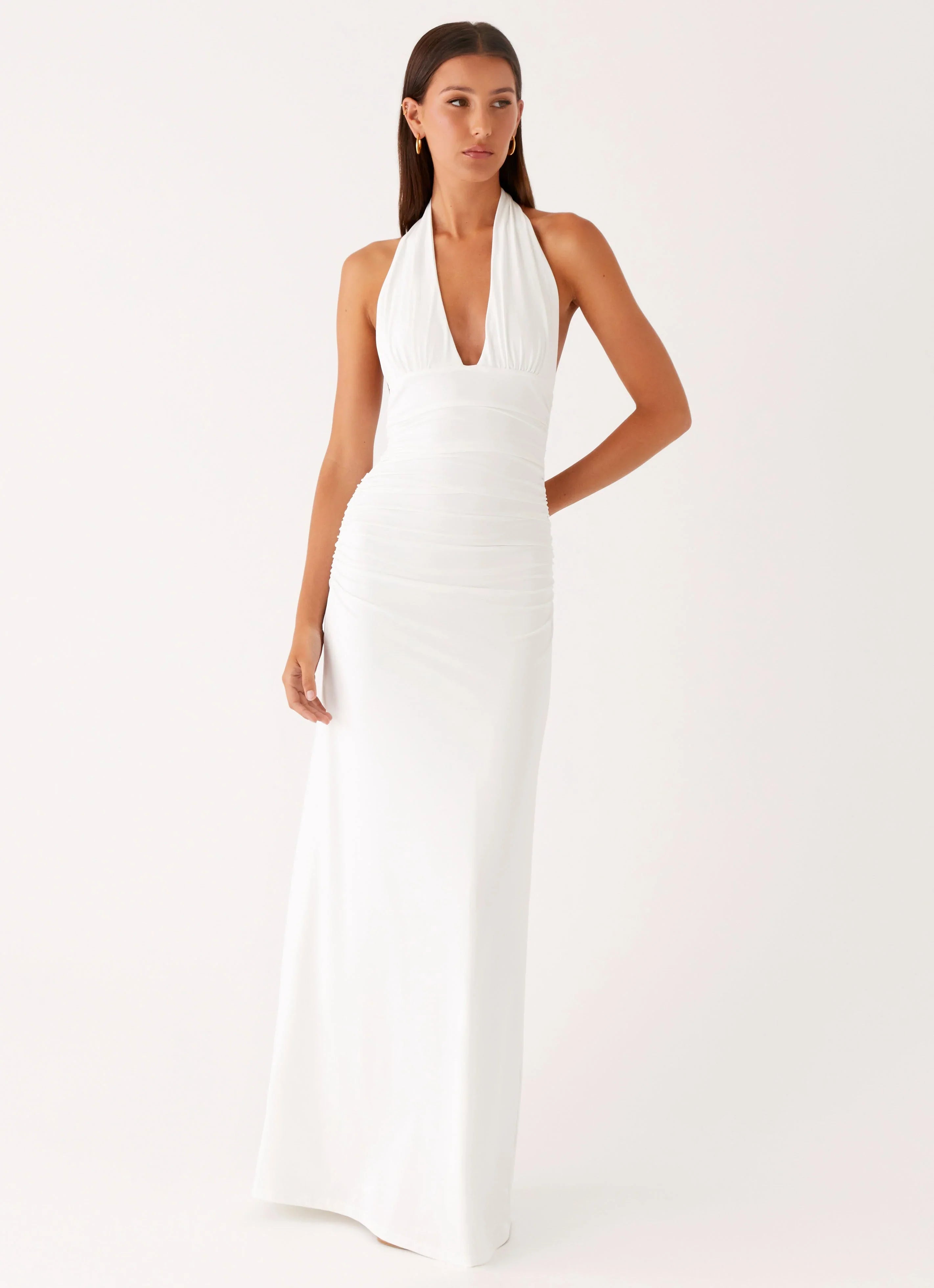 Robe longue Ilaria à col noué - Blanc