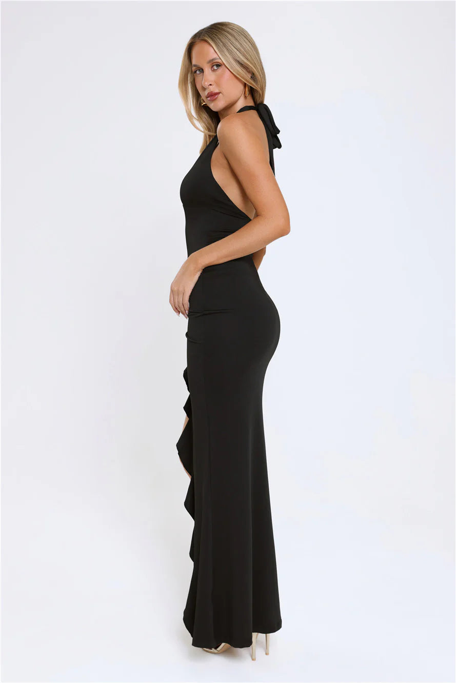 Robe longue à licou Opulent Dreams noire