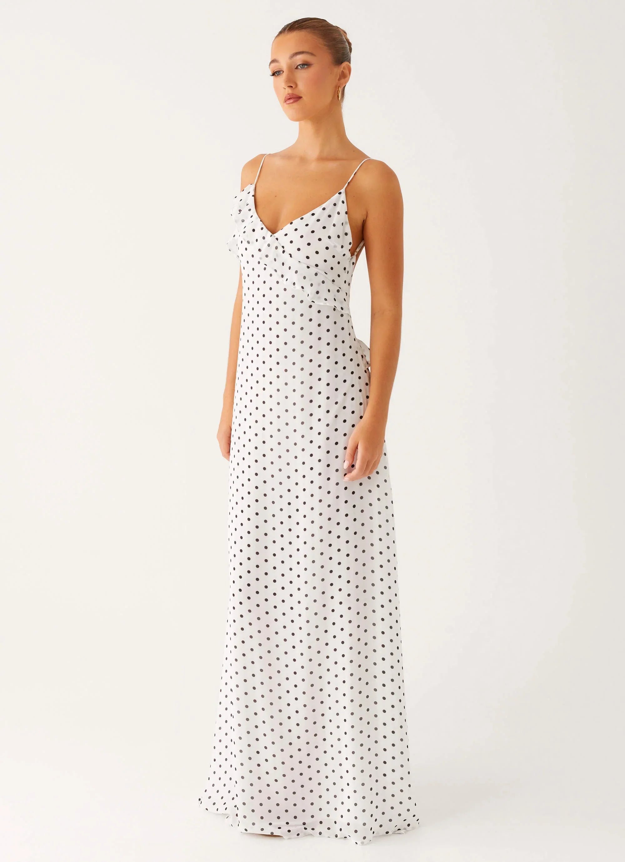 Robe longue Harri - Pois blancs