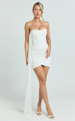 Mini-robe Hazel - Robe corset bustier à sequins ivoire