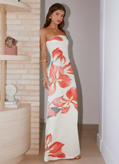 Robe longue sans bretelles Bellanca - Imprimé floral Siena