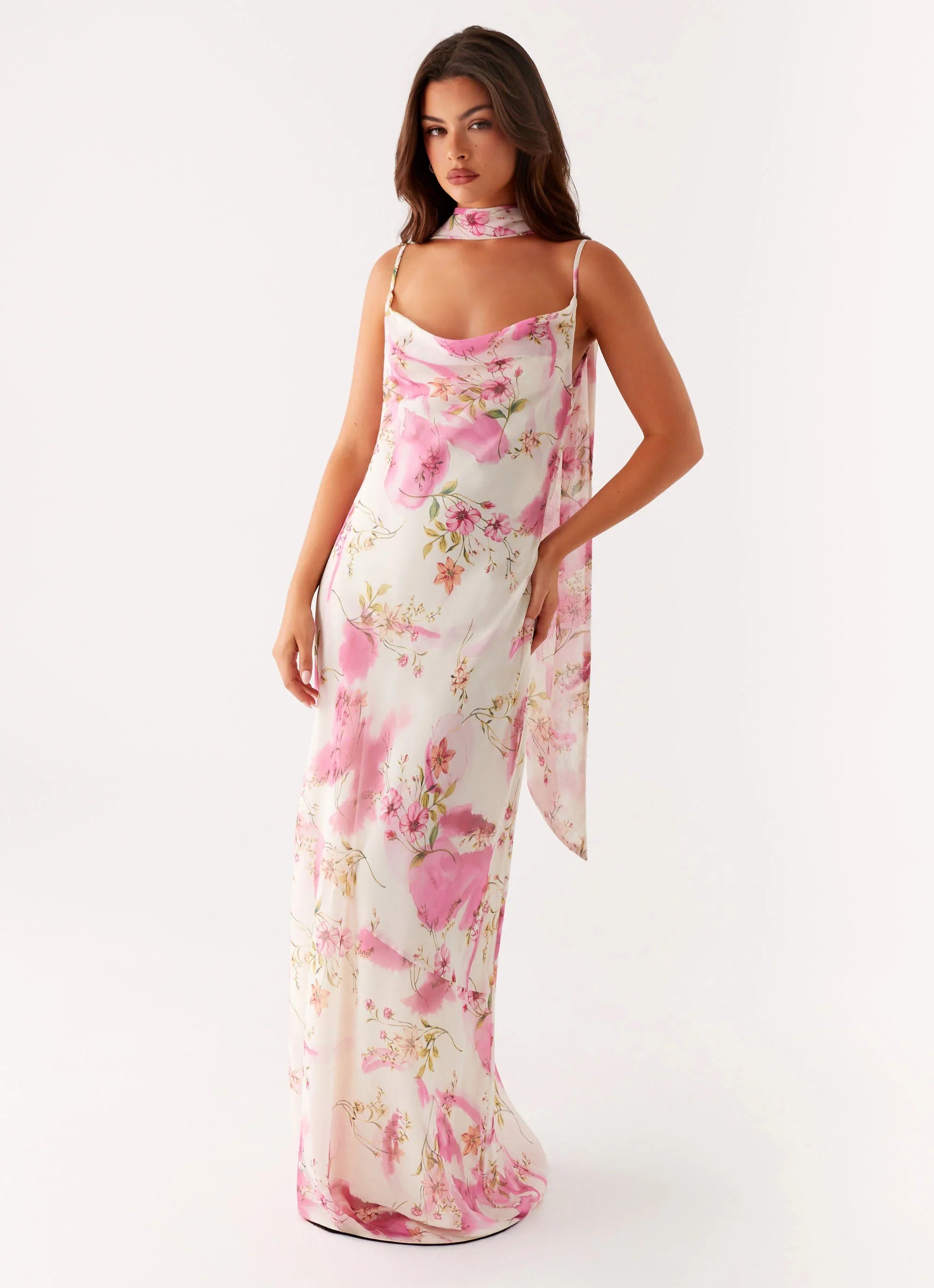 Robe longue Spencer – Imprimé floral ivoire