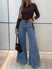 Stylish Light Blue High-Waisted Flared Jeans for a Chic Look