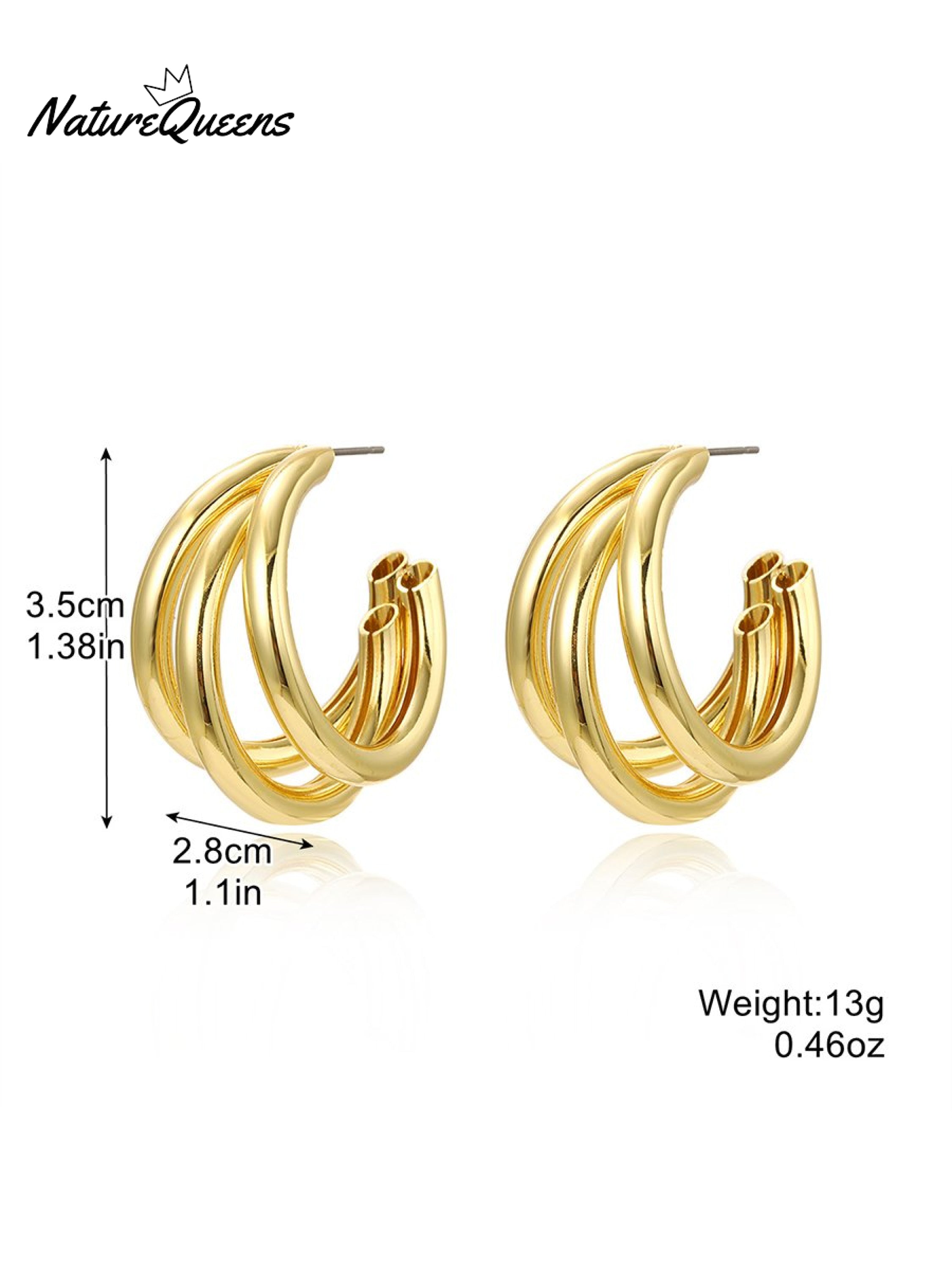 Geometric Metal Shape Plain Hoop Earrings