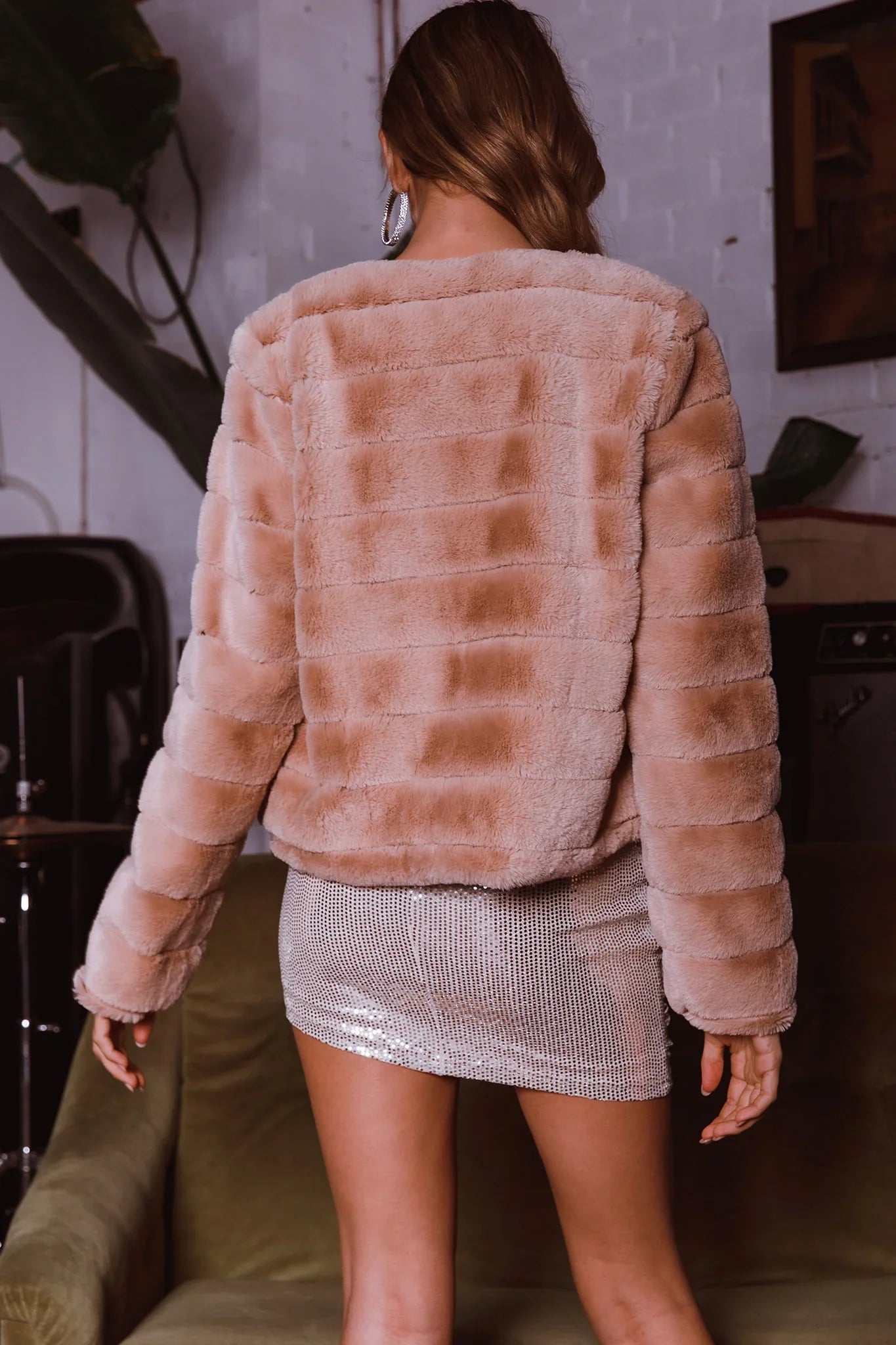 Veste Montana en fausse fourrure, couleur camel