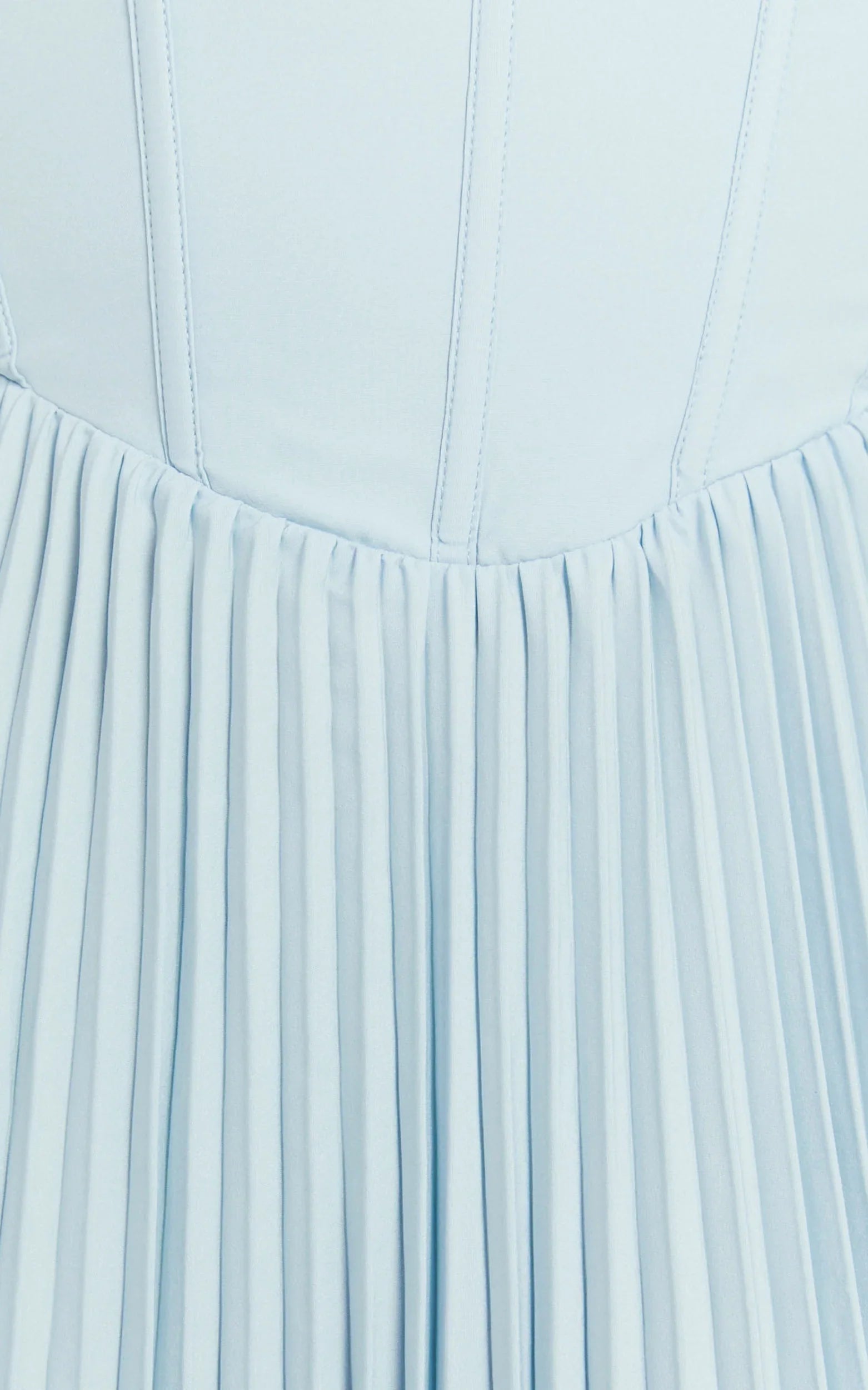 Robe midi Loretta - Robe plissée bustier à lacets au dos, bleu clair