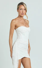 Mini-robe Hazel - Robe corset bustier à sequins ivoire