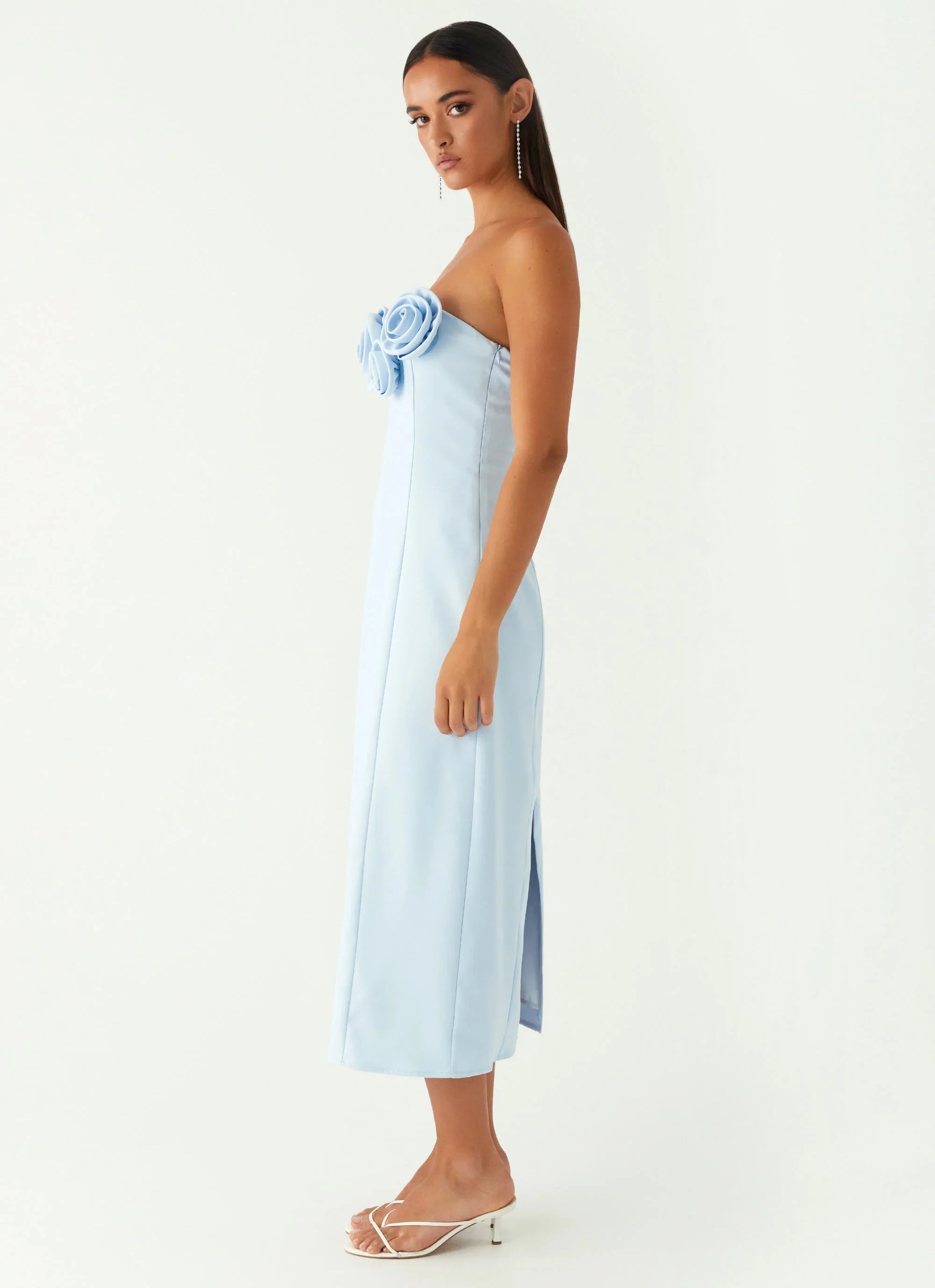 Robe midi sans bretelles Patsie - Bleue