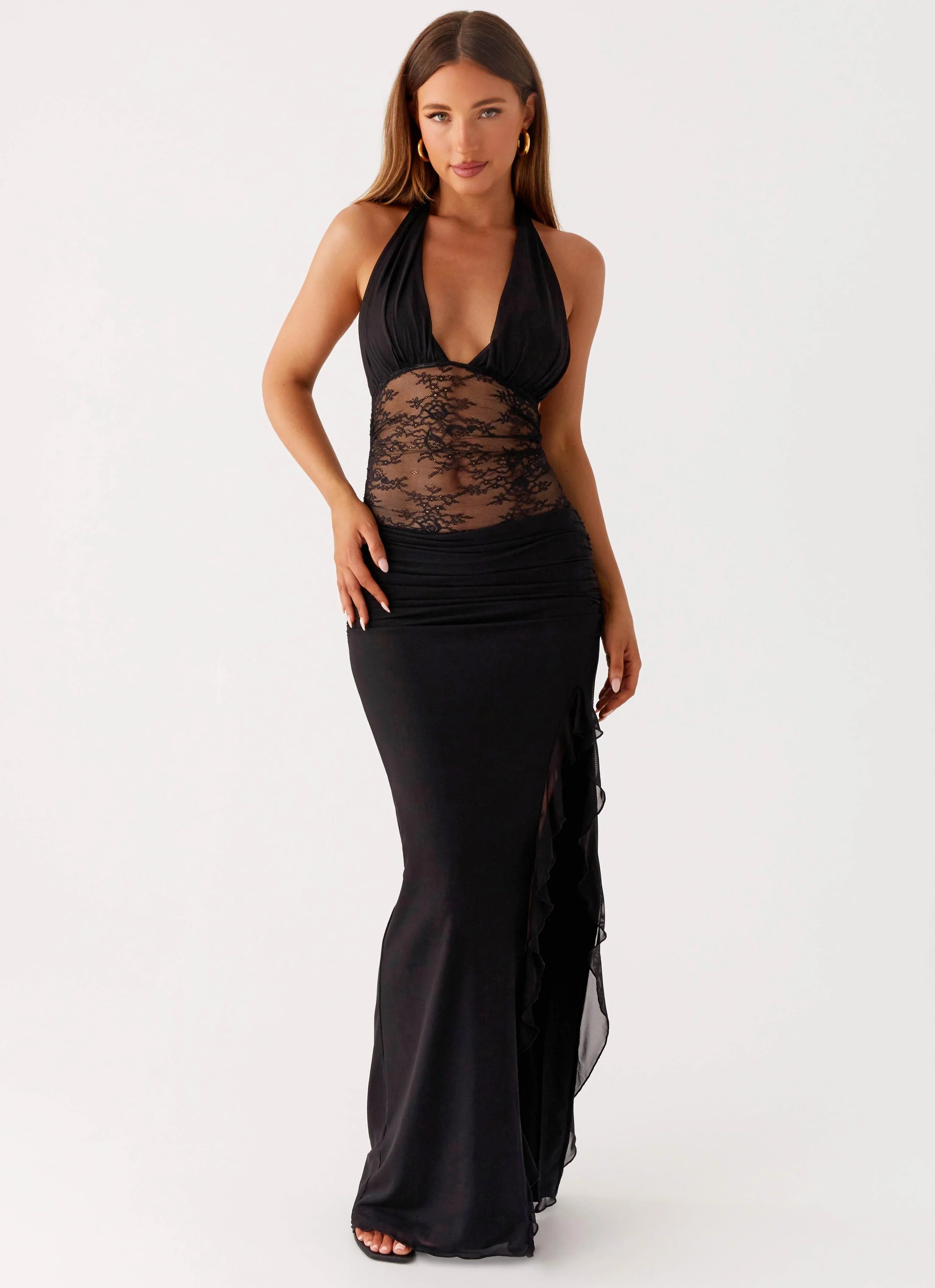 Robe longue à encolure dos-nu Wrenna - Noir