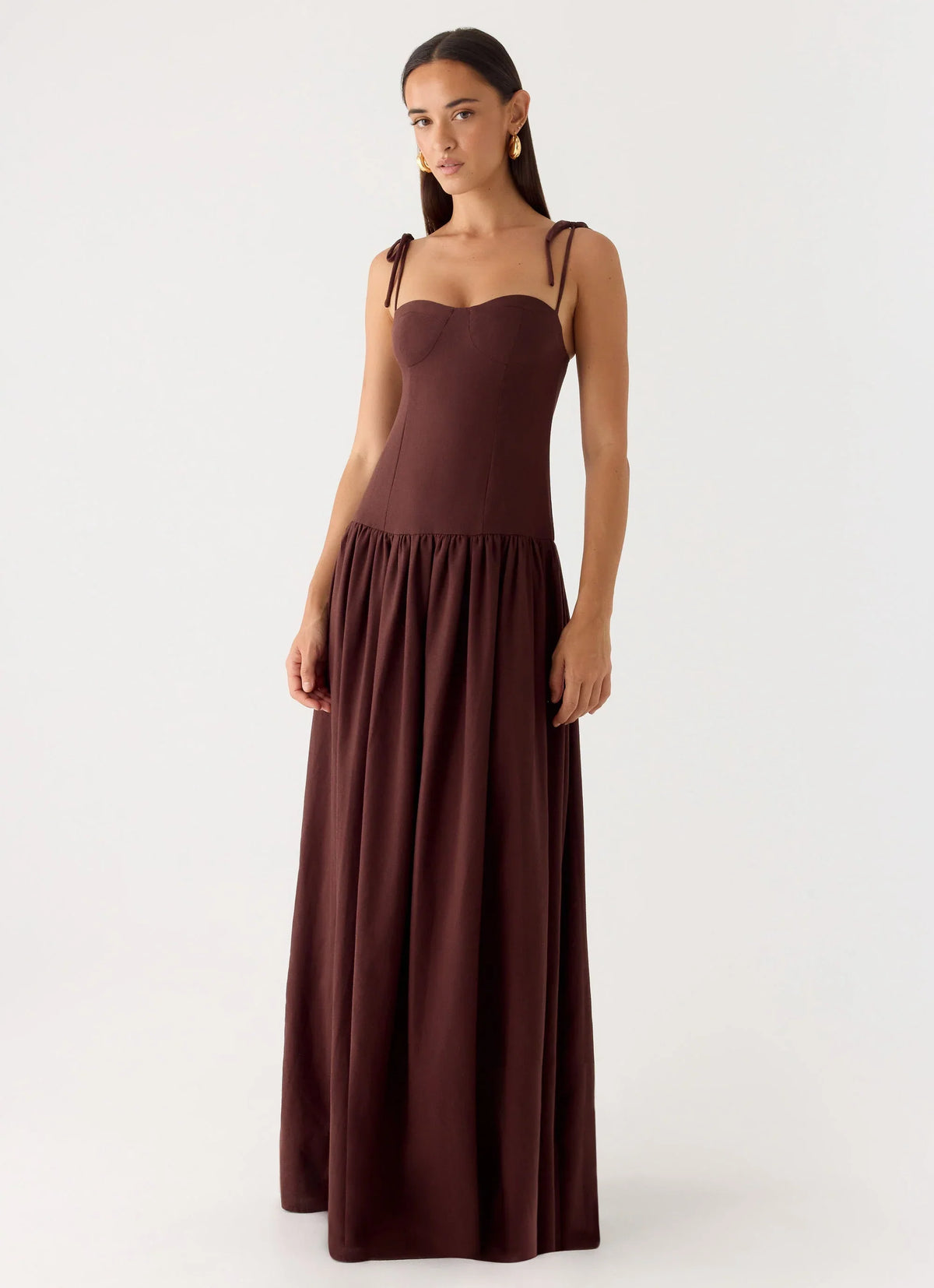Robe longue en lin Giovanna - Bruine de chocolat