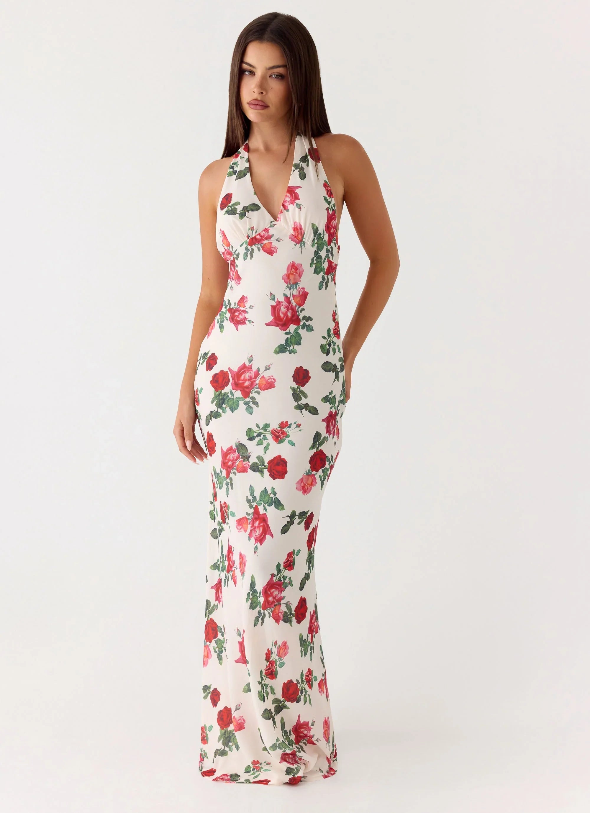 Robe longue Maryk - Fleur éclose ivoire
