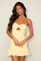 Robe courte bustier Briar jaune clair à découpes