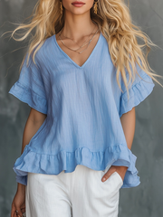 Cozy Ruffled Cotton Shirt Top