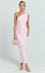 Robe Karlie Midi - Robe Ajustée à Une Épaule Rose